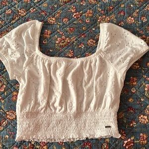 White eyelet Hollister crop top.